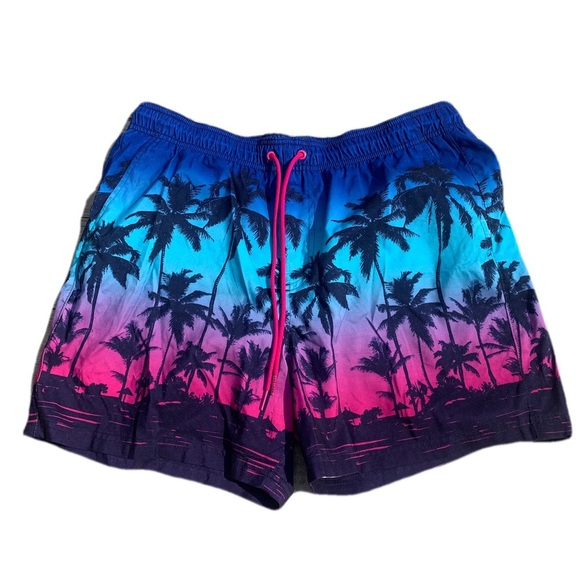 Marks & Spencer Palm Tree Sunset Swim Shorts – Size Large - Picture 1 of 8